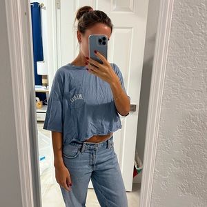 Miami cropped oversized top American eagle comfy blue baby t shirt